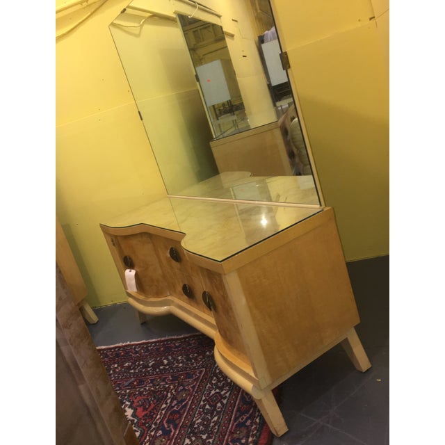 MidCentury Blond Wood Vanity with Mirror Chairish