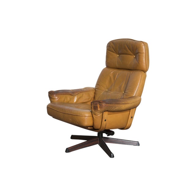 Gote-Mobler Butterscotch Leather Lounge Chair | Chairish