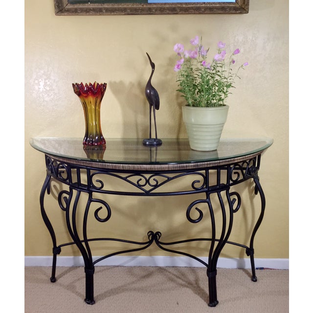 Contemporary Iron and Glass Console Table Chairish