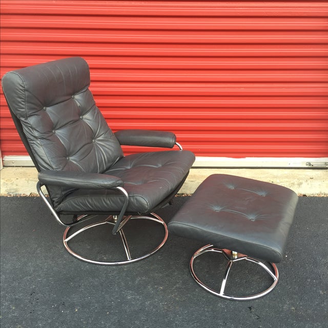 Vintage Ekornes ASA Stressless Recliner and Ottoman Chairish