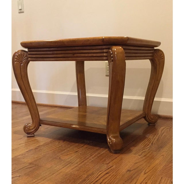 Square Oak Finish Glass Top Coffee Table Chairish