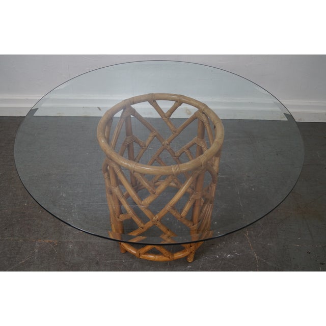 Round Glass Top Rattan Base Dining Table Chairish
