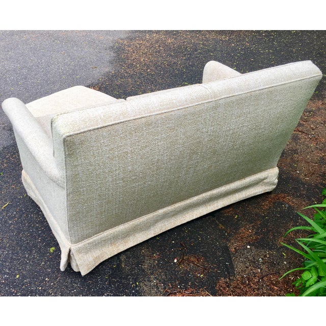 MidCentury Woven Wool Loveseat & Ottoman Chairish