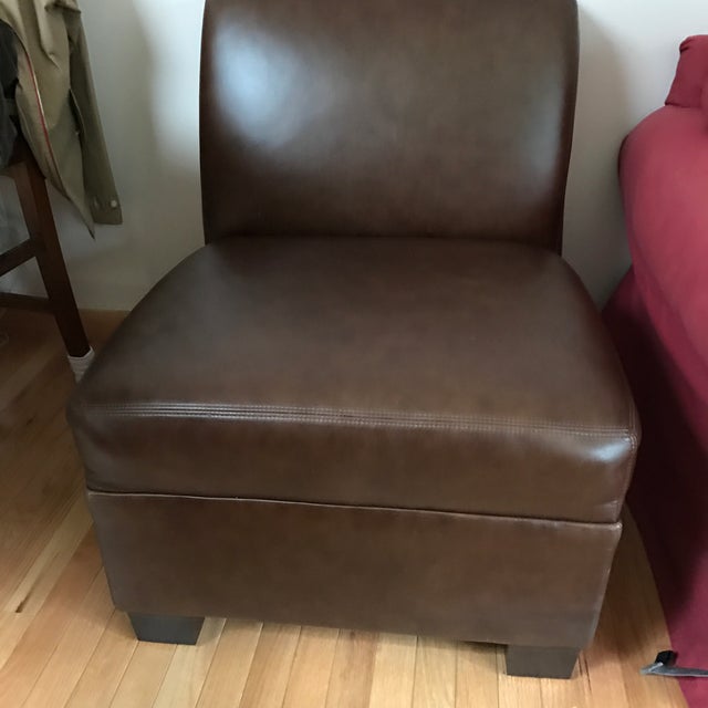 Pottery Barn Trevor Armless Leather Chair Chairish