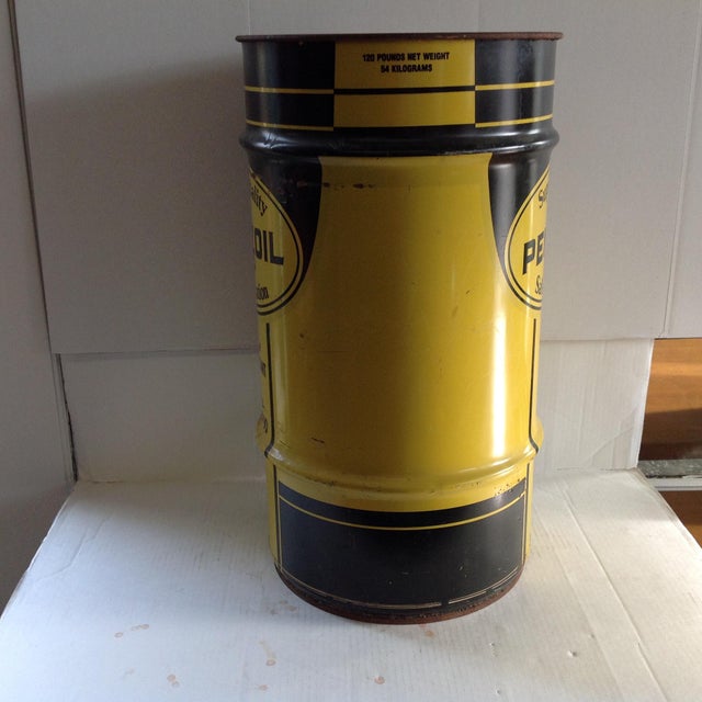 Vintage Industrial Oil Drum Steel Pennzoil Gear Lubricant Drum Chairish