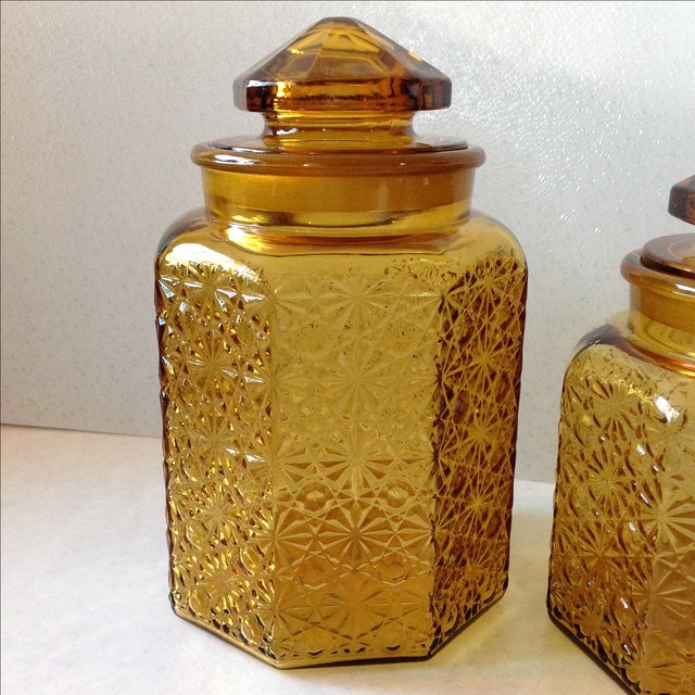 Antique Textured Amber Glass Apothecary Jars S/3 Chairish