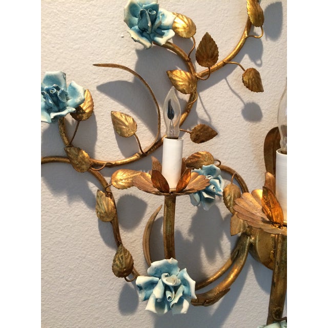 Antique Italian Electrified Floral Metal Wall Sconce Chairish