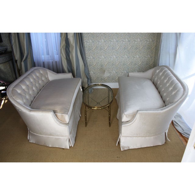 Cream Silk Velvet Loveseats A Pair Chairish