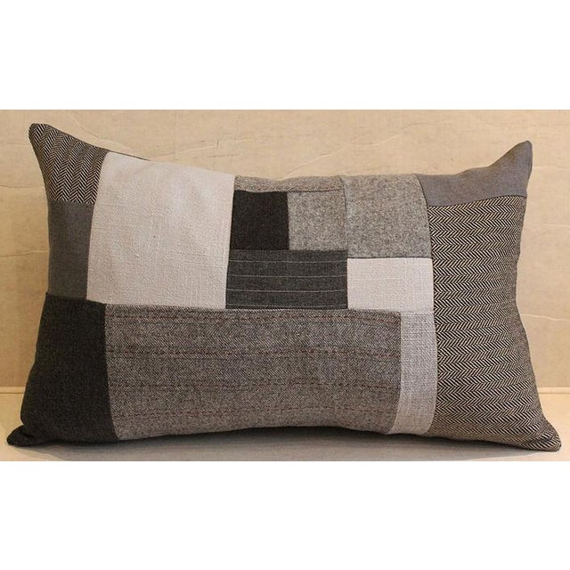Gray Flannel Wool Patchwork Throw Pillow Chairish