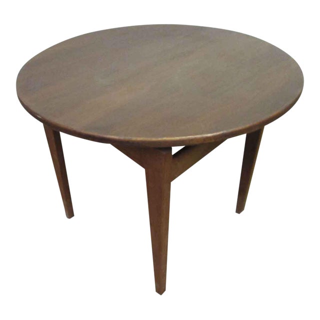 Jens Risom Mid-Century Wood Round Side Table | Chairish