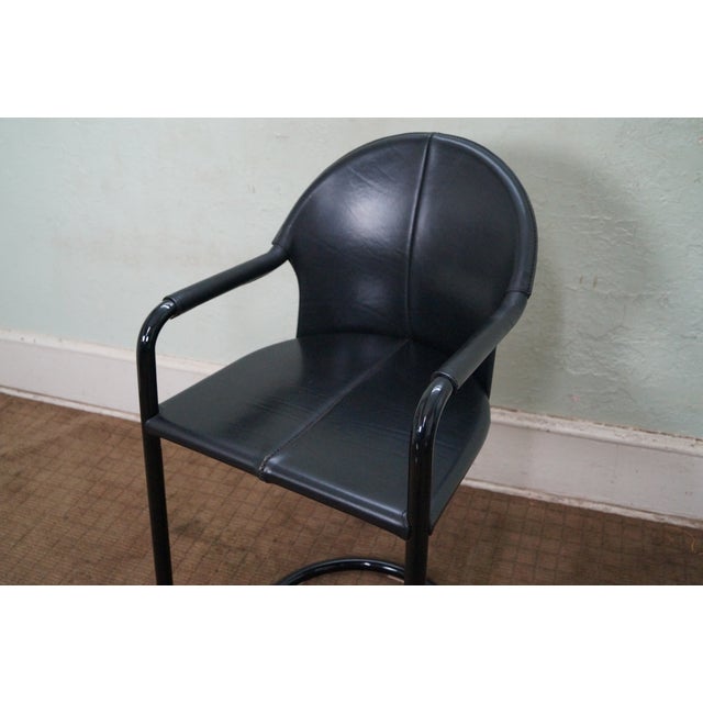 Italian High Grade Black Leather Counter Stools Set of 4 Chairish