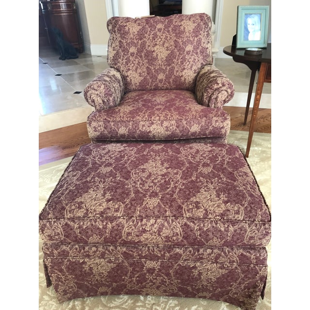 Ethan Allen Mr. Chair Burgundy and Gold Floral Club Chair ...