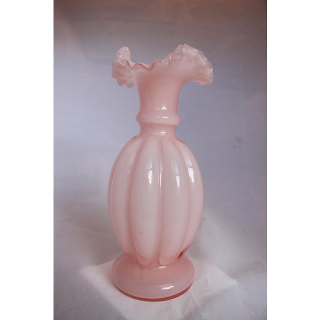 Antique Pretty in Pink Fluted Edge Glass Vase Chairish