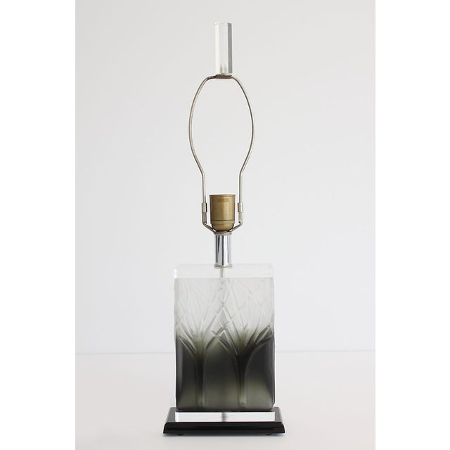 French Etched Glass and Lucite Table Lamp Chairish