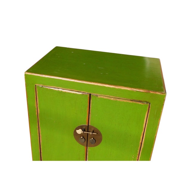 Chinese Rustic Lime Green End Table Nightstand Chairish