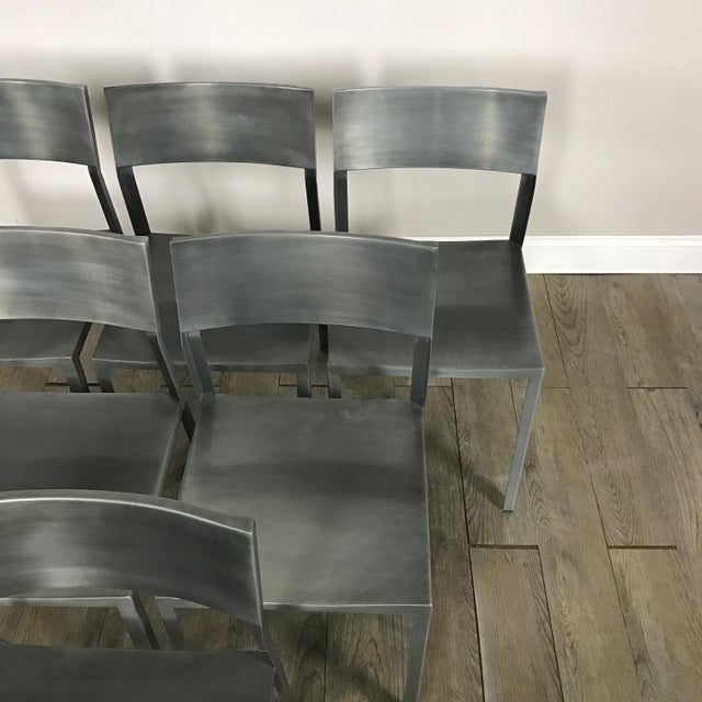 CB2 Brushed Steel Dining Chairs Set of 6