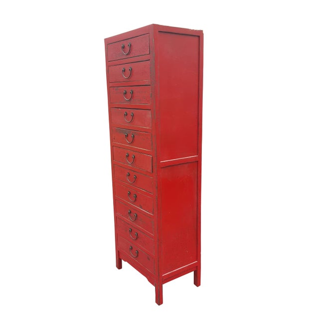 Red Chinese Extra Tall Dresser | Chairish