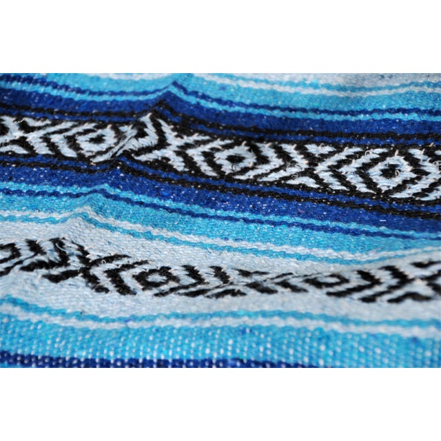 Blue Handmade Mexican Throw Rug Chairish