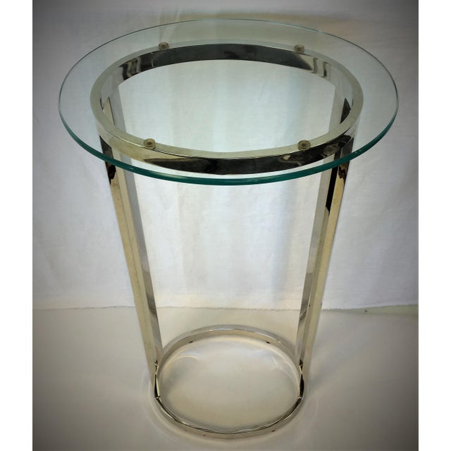 Chrome Pedestal Side Table with Glass Top Chairish