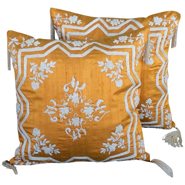 Embroidered Silk Accent Pillow Covers A Pair Chairish