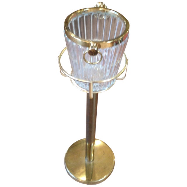 Brass & Glass Champagne Bucket On Stand Chairish
