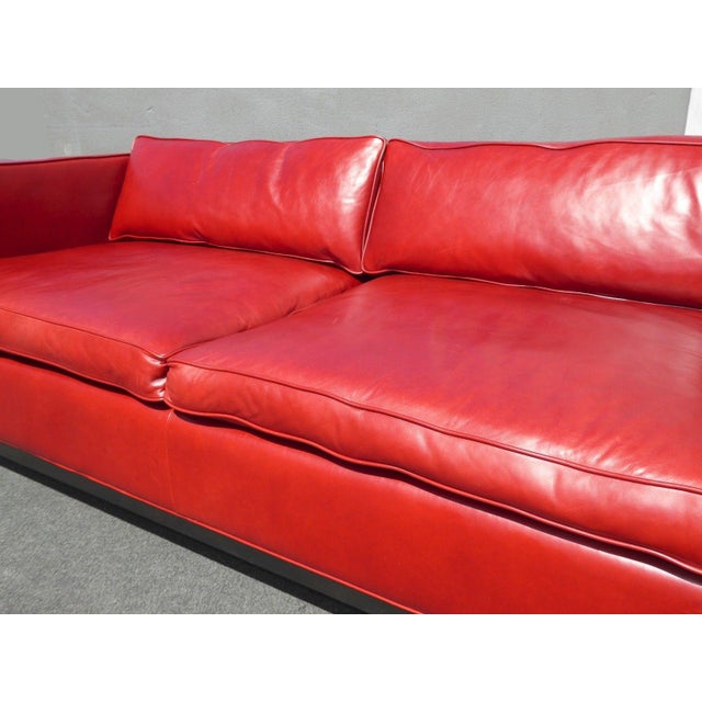 Designer Contemporary Red Leather Sofa | Chairish