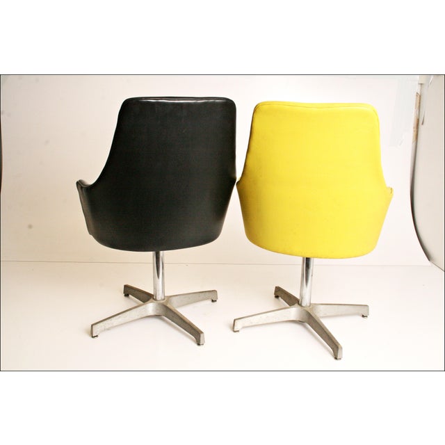 Vintage Yellow Vinyl Dining Chairs - Set of 4 | Chairish