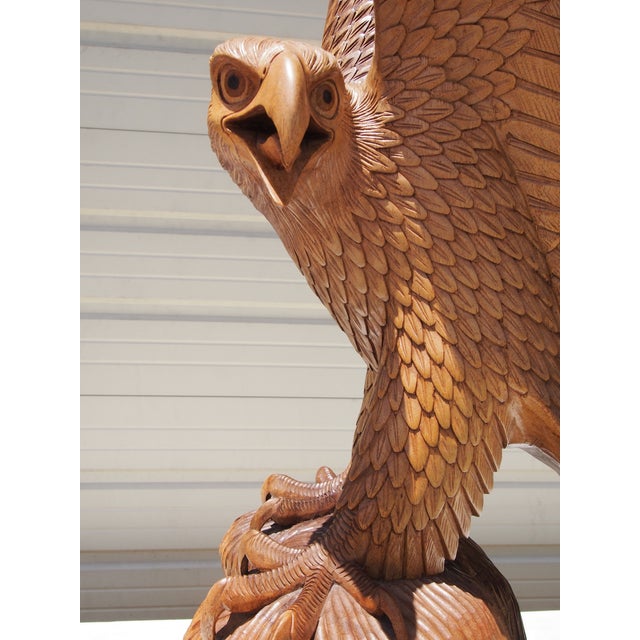 Wood Carved Eagle Sculpture Chairish
