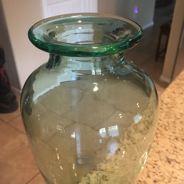 Vintage Tall Blenko Green Art Glass Vase Chairish