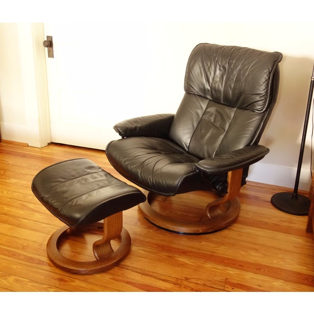 Vintage Ekornes Stressless Leather Chair & Ottoman Chairish