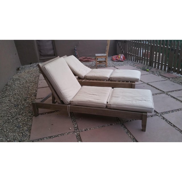 Restoration Hardware Teak Leagrave Collection Chaise Lounges Pair