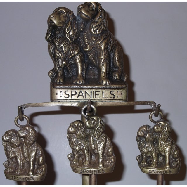 Antique Brass Cocker Spaniel Fireplace Tools
