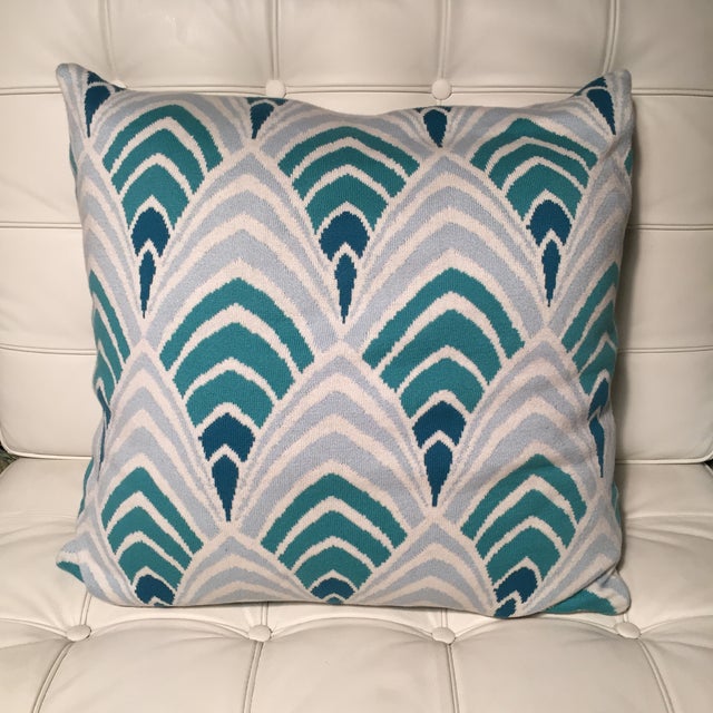 Knit Pillow With Aqua Art Deco Geometric Pattern Chairish