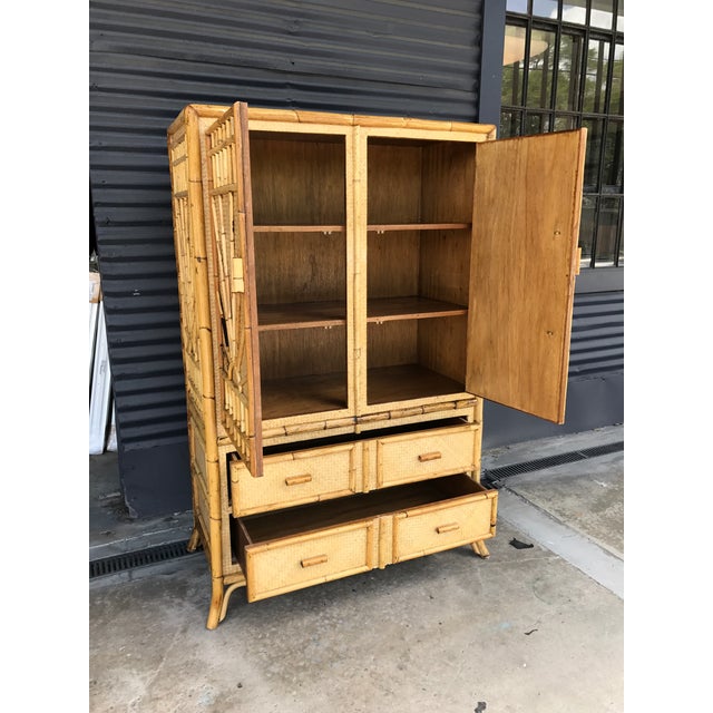 Vintage Rattan Burnt Bamboo Armoire Chairish