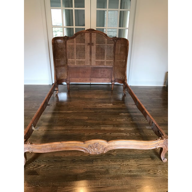Antique French Provincial Cane & Carved Wood Full Size Bed ...