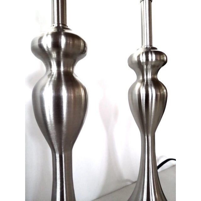 Satin Finish Stainless Steel Table Lamps Pair Chairish