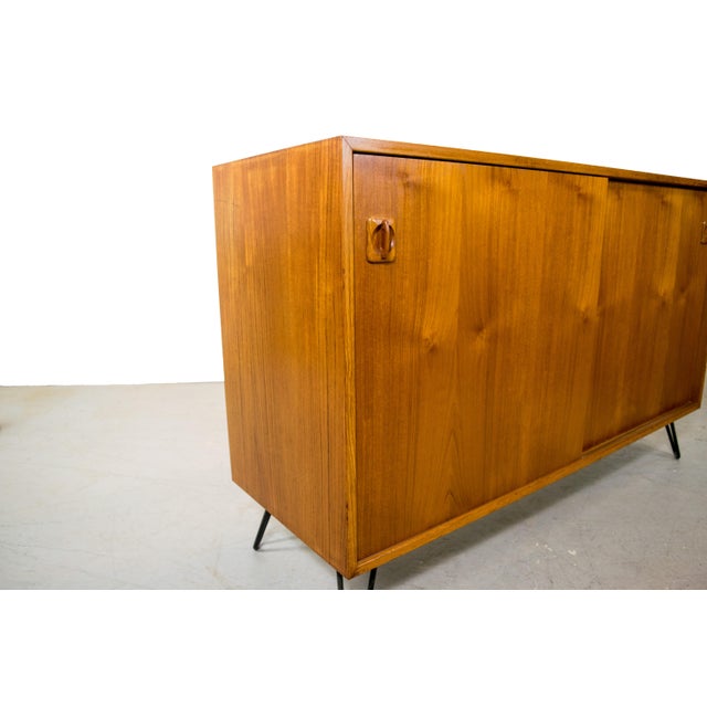 Danish Modern Hairpin Leg Teak Media Console Chairish