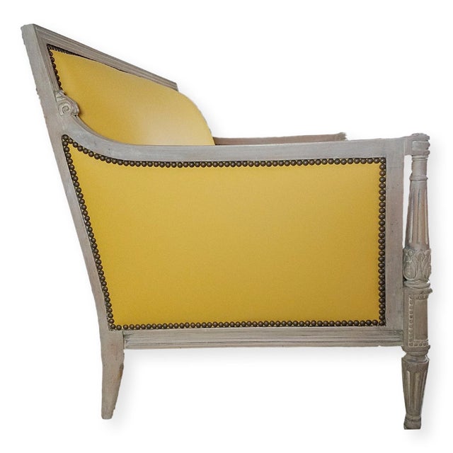 Yellow Leather FrenchStyle Settee Chairish