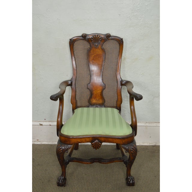 B. Altman & Co. New York Antique Ball & Claw Foot Burl Wood Arm Chair