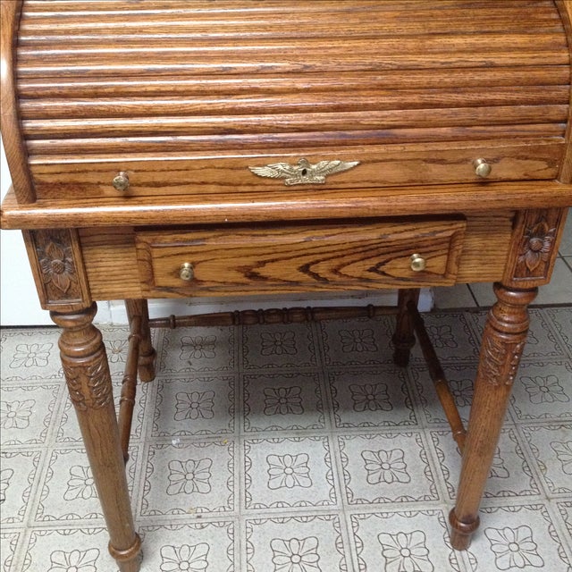 Eagle Craft Oak Roll Top Secretary Desk Chairish