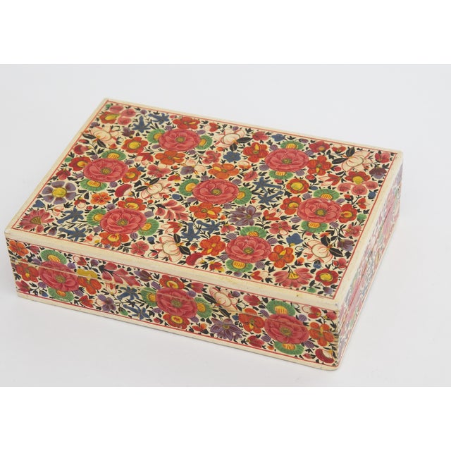 Vintage Kashmir Lacquer Paper Maché Box with Lid Chairish