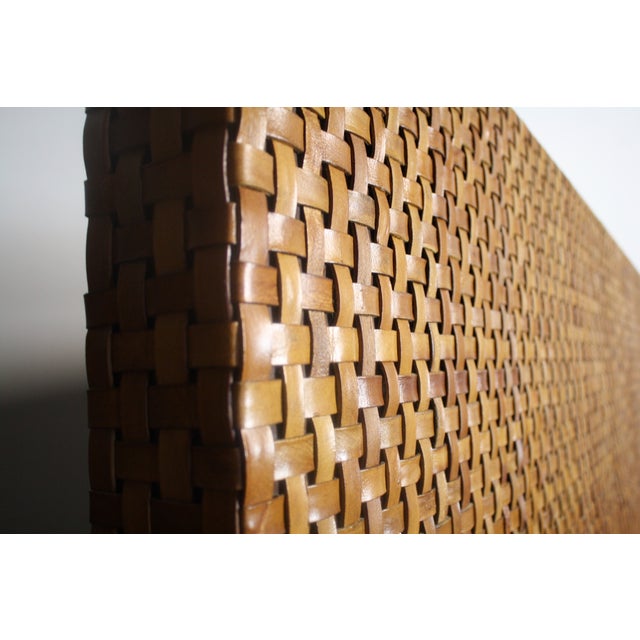 Woven Aged Leather Headboard | Chairish