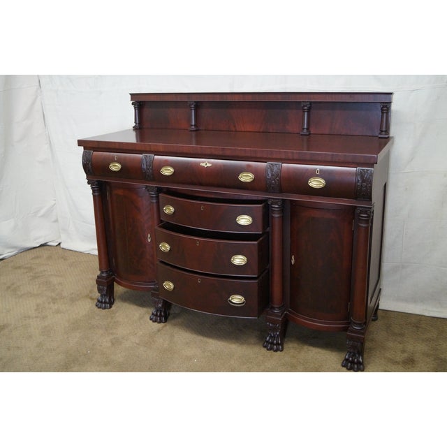 Antique Flame Mahogany Empire Style Claw Foot Sideboard ...