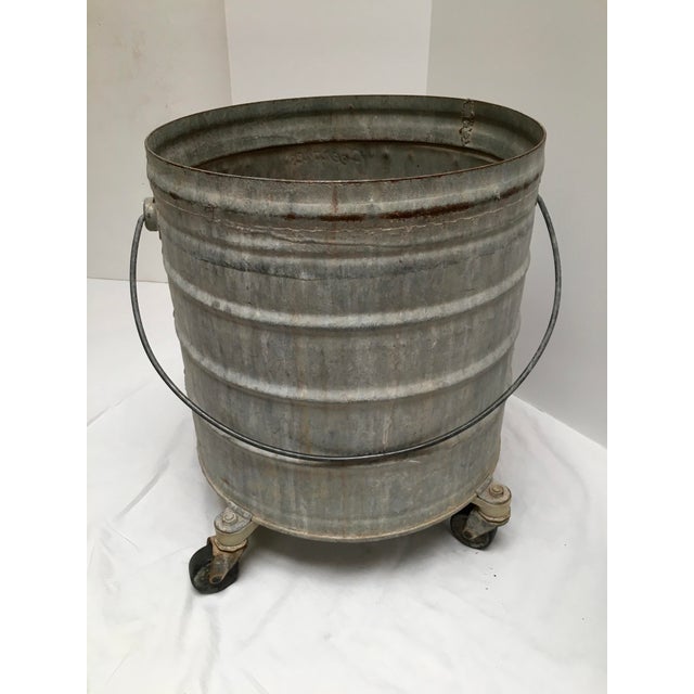 Vintage Industrial Galvanized Metal Rolling Mop Bucket Chairish