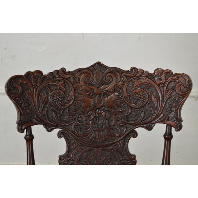 Antique Carved Mahogany Northwind Rocker Rocking Chair | Chairish