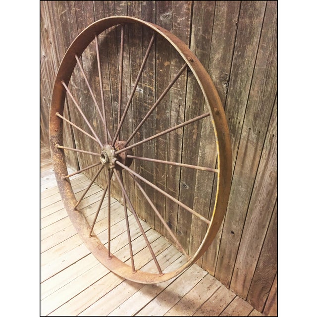 Vintage Weathered Metal Large Wagon Wheel Chairish