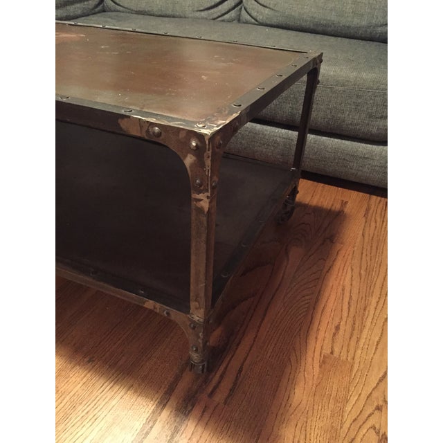Industrial Metal Coffee Table on Wheels Chairish