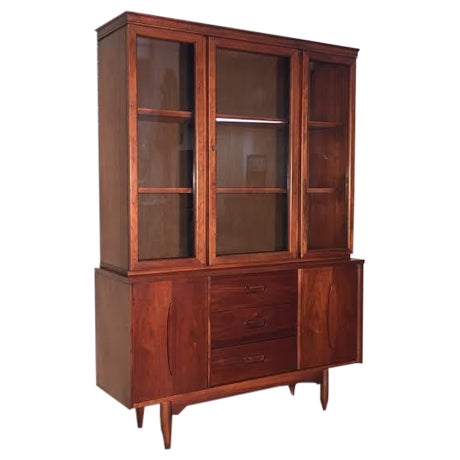 Garrison Walnut Mid-Century Modern China Cabinet | Chairish