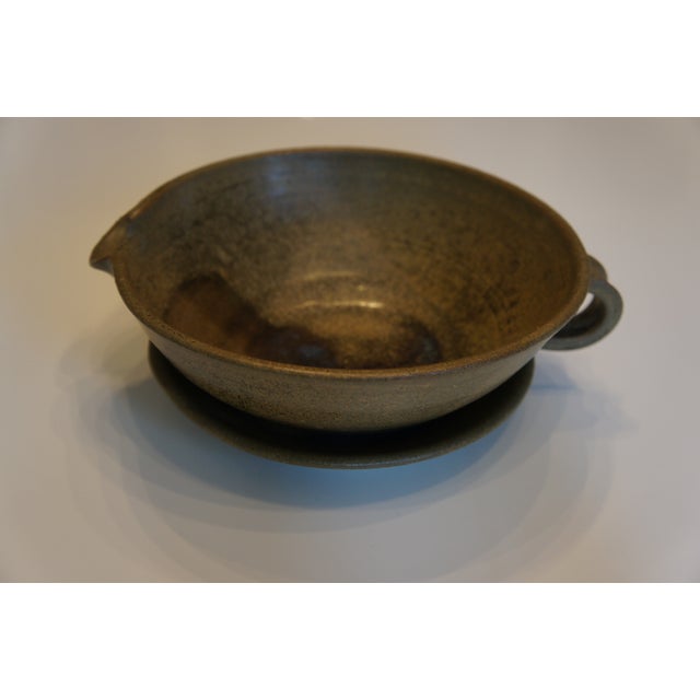 Vintage Signed Art Pottery Gravy Boat and Saucer Chairish