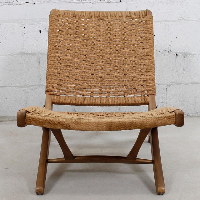 Hans Wegner Style Danish Cord Folding Chairs S/2 Chairish